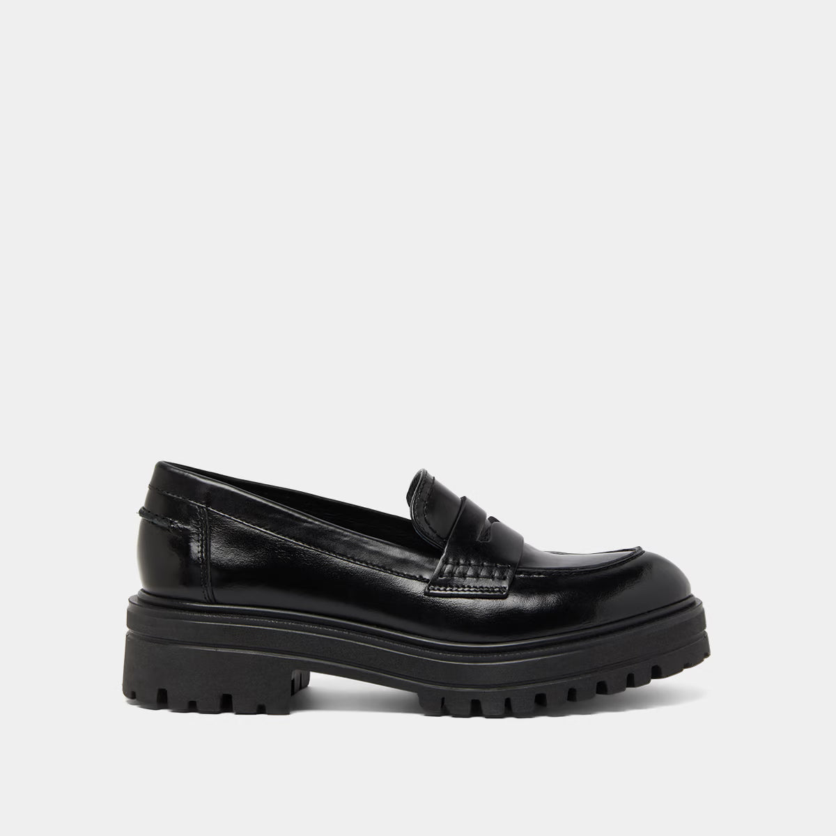 Mocassins à semelles crantées - en cuir noir