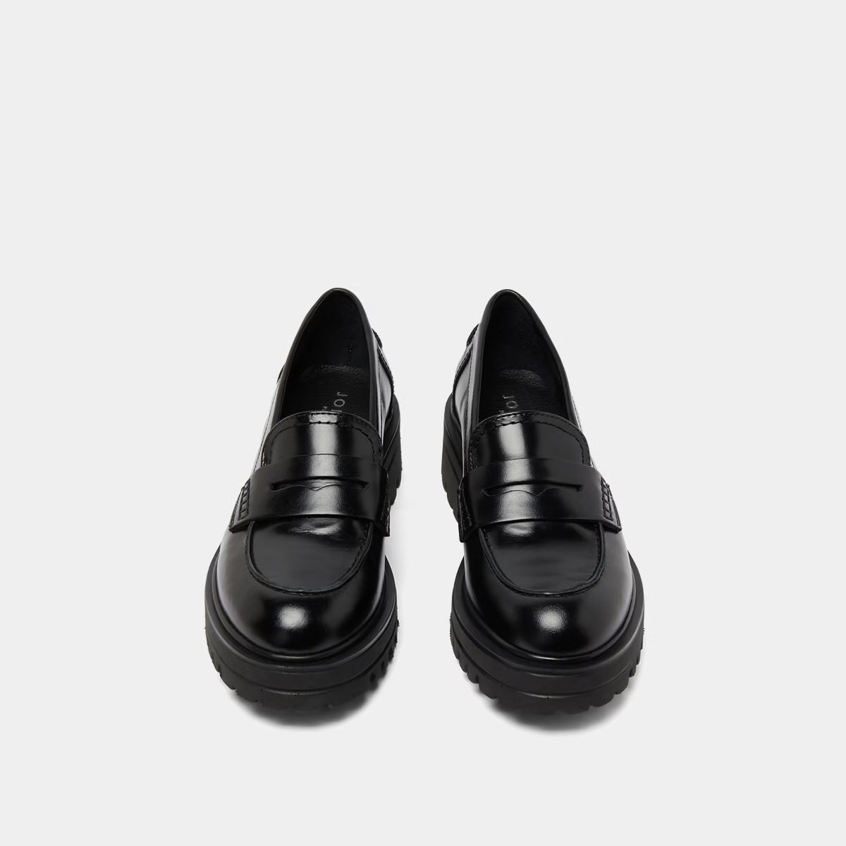 Mocassins à semelles crantées - en cuir noir