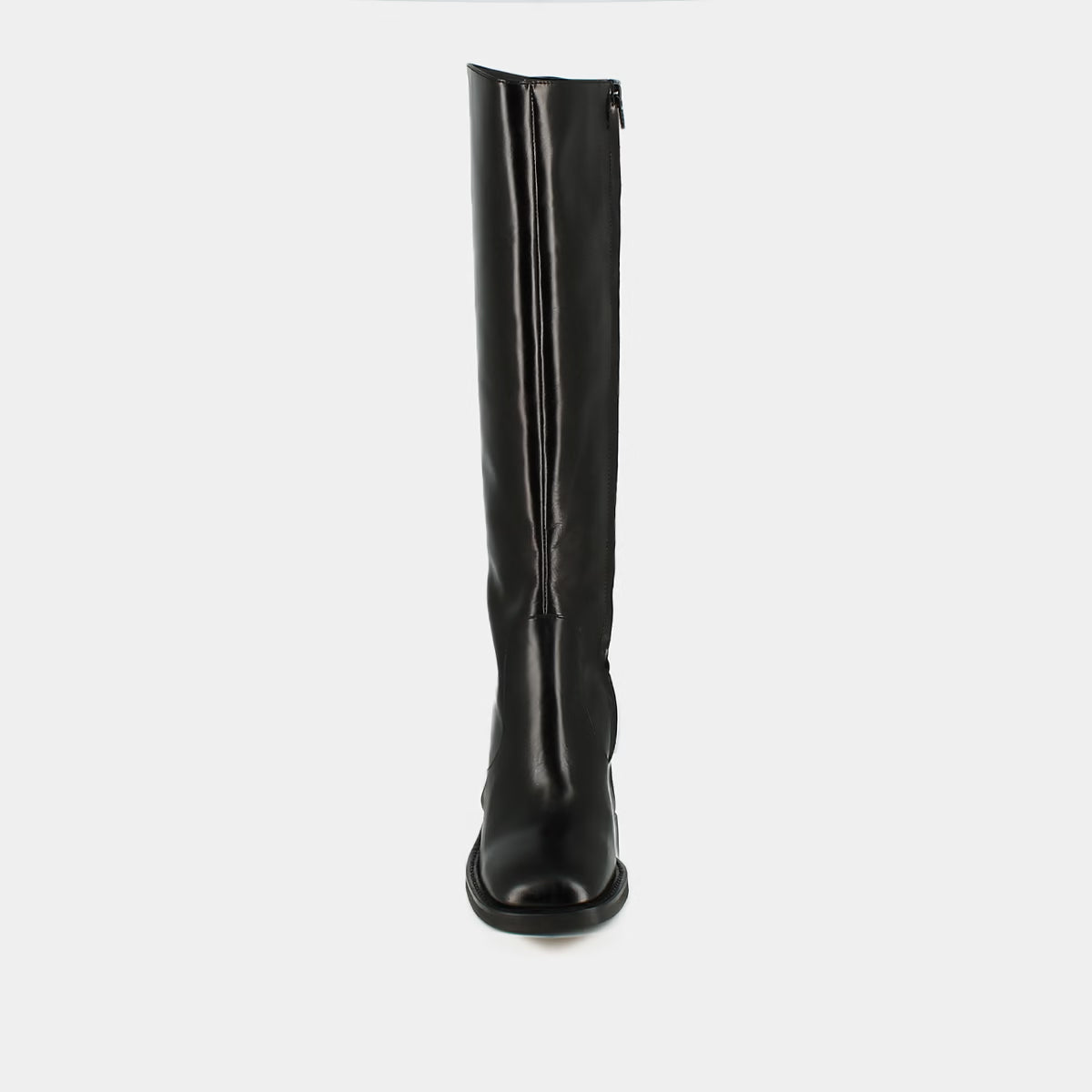 Bottes à talons et bouts carrés - en cuir noir