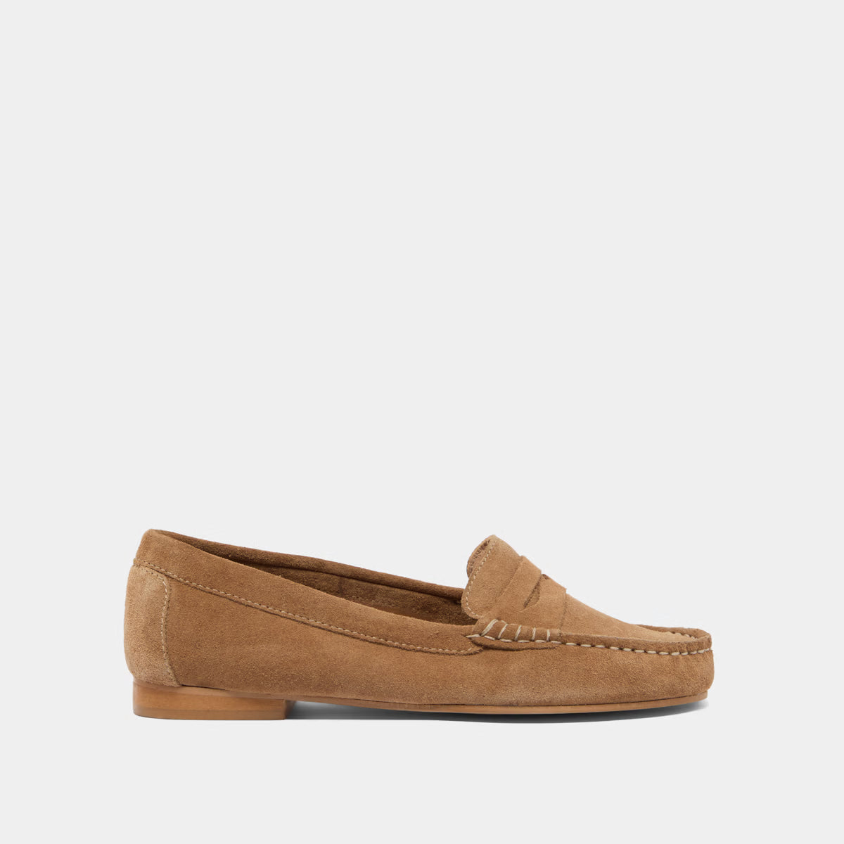 Mocassins à surpiqûres - en croute beige