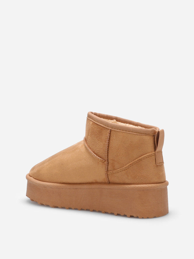 Boots fourrées à plateforme - Camel