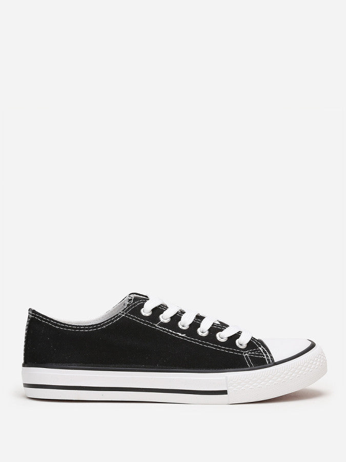 Tennis basses en toile - Noir / Blanc