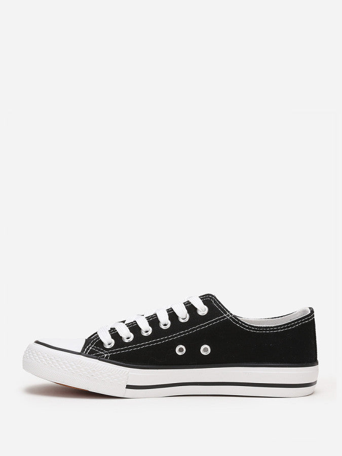 Tennis basses en toile - Noir / Blanc