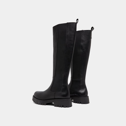 Bottes à plateformes - en cuir noir