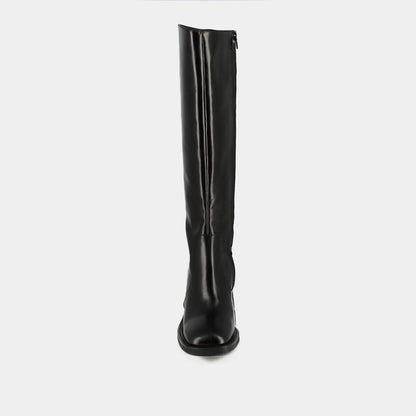 Bottes à talons et bouts carrés - en cuir noir