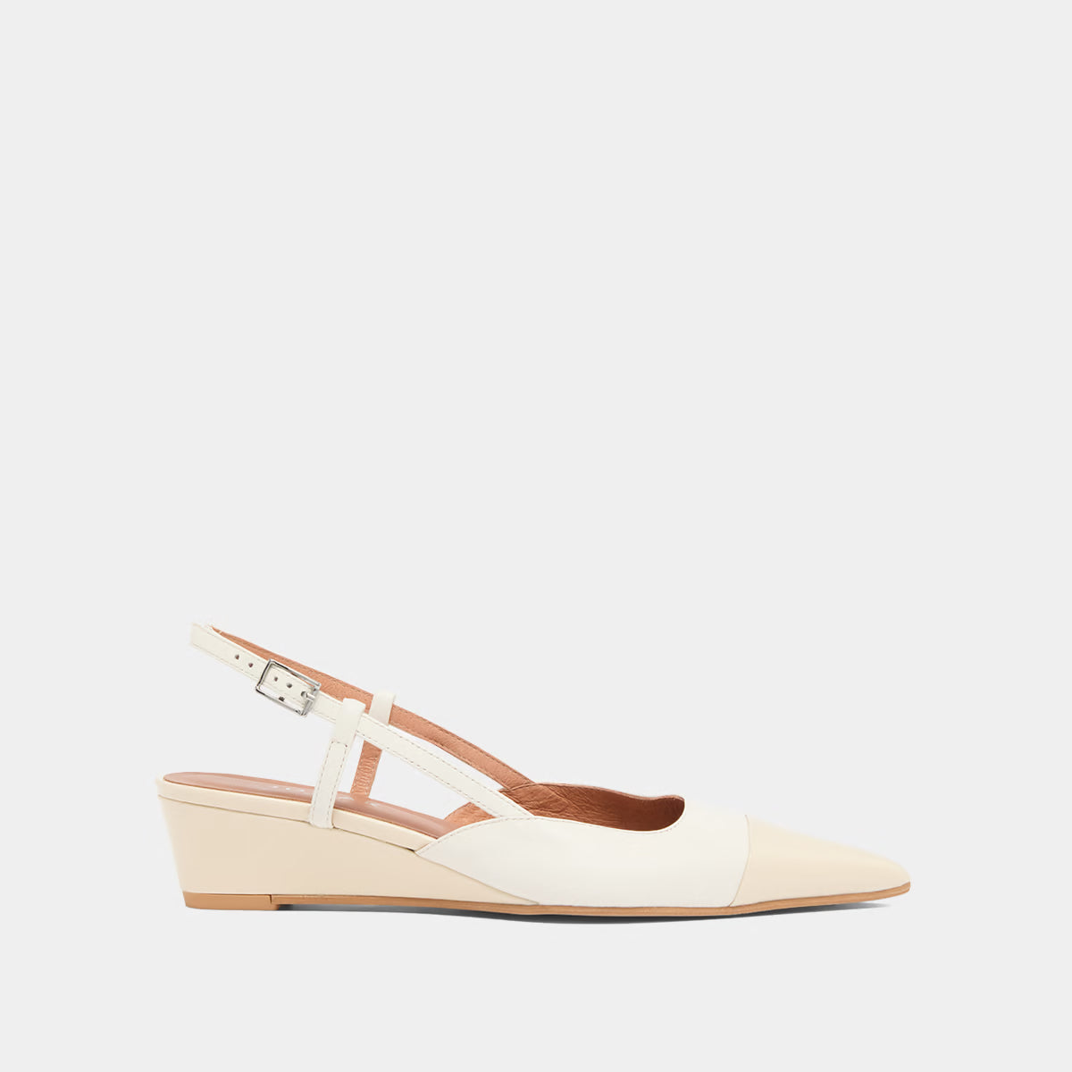Ballerines compensées - en vernis et cuir écrus