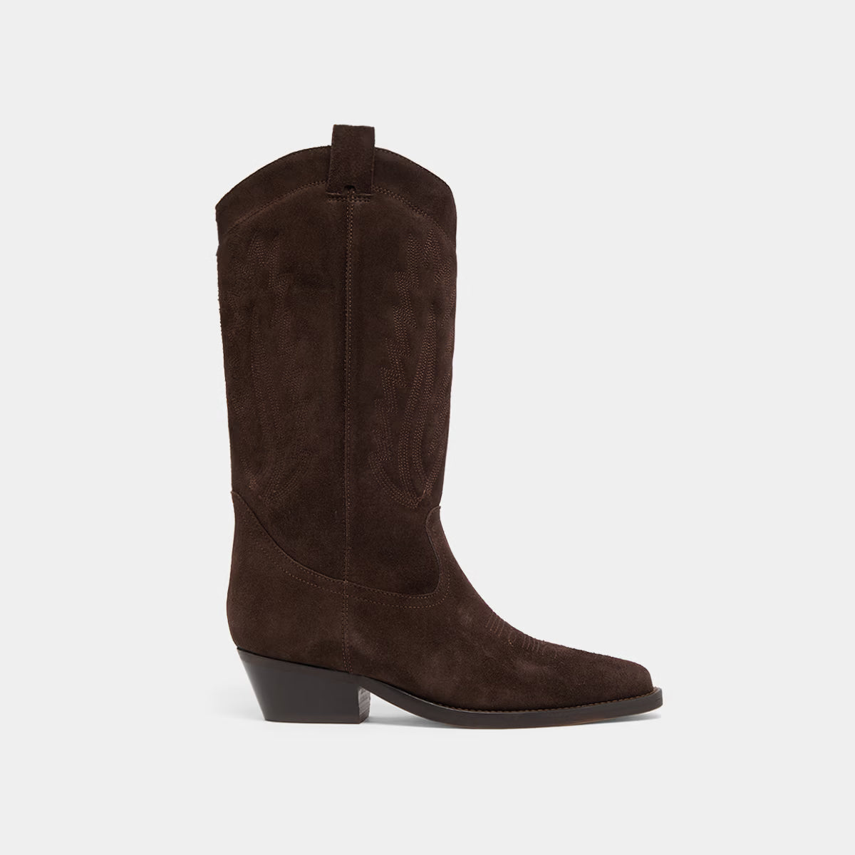 Bottes à bouts pointus et surpiqures apparentes - en croute marron foncé