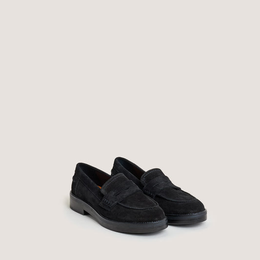 Mocassins à bouts ronds - en croute noire