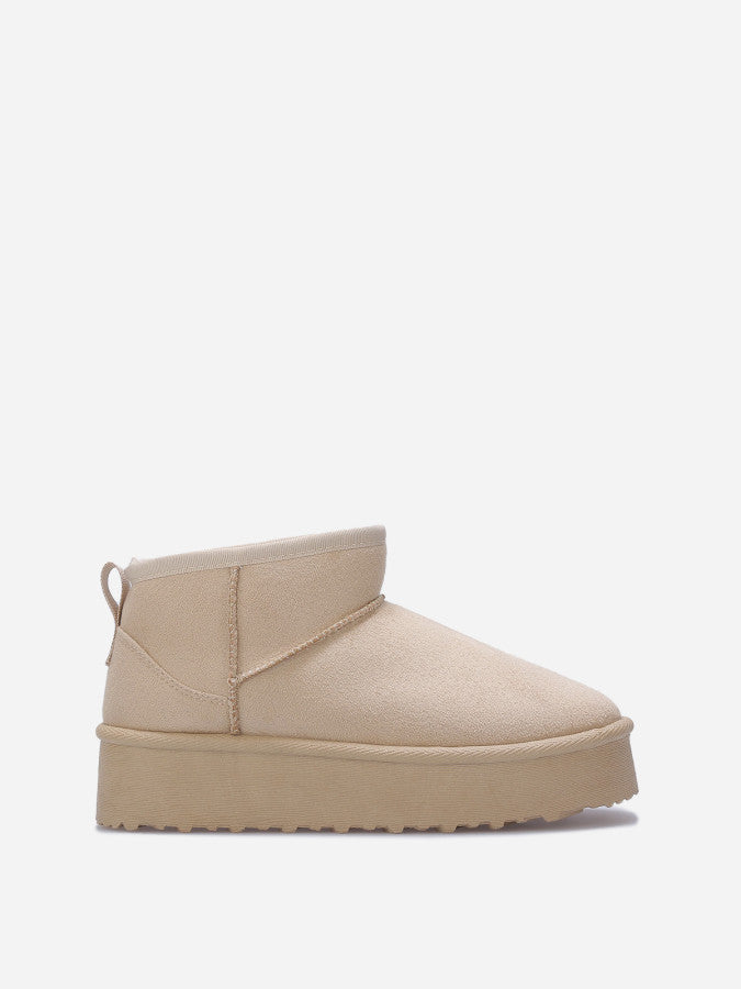 Boots fourrées à plateforme - Beige