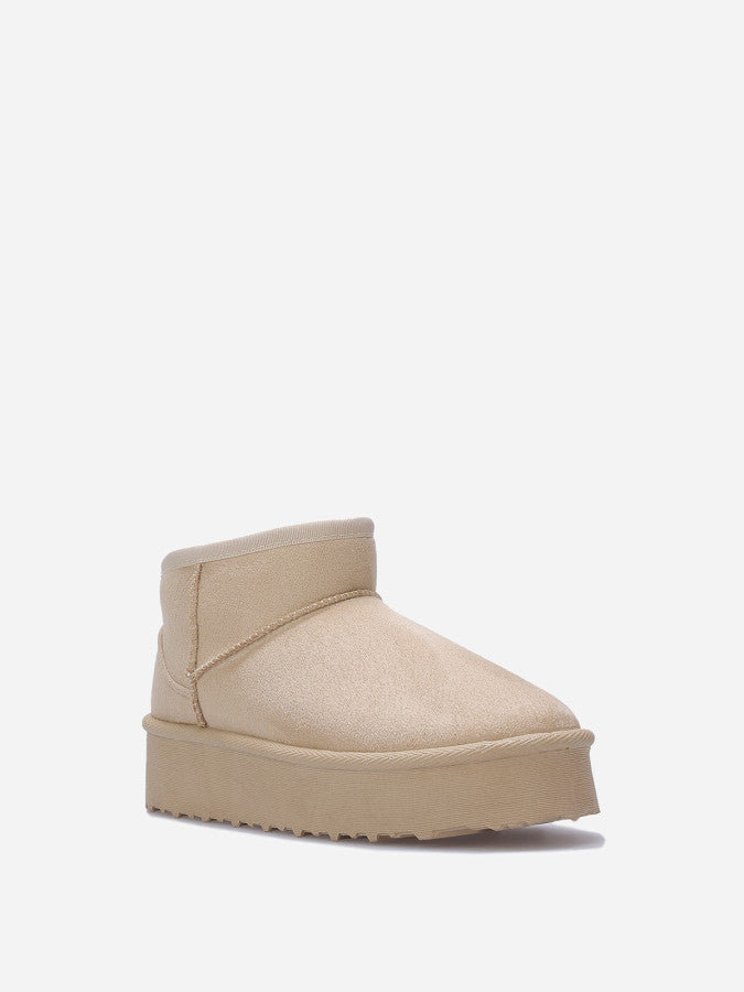 Boots fourrées à plateforme - Beige