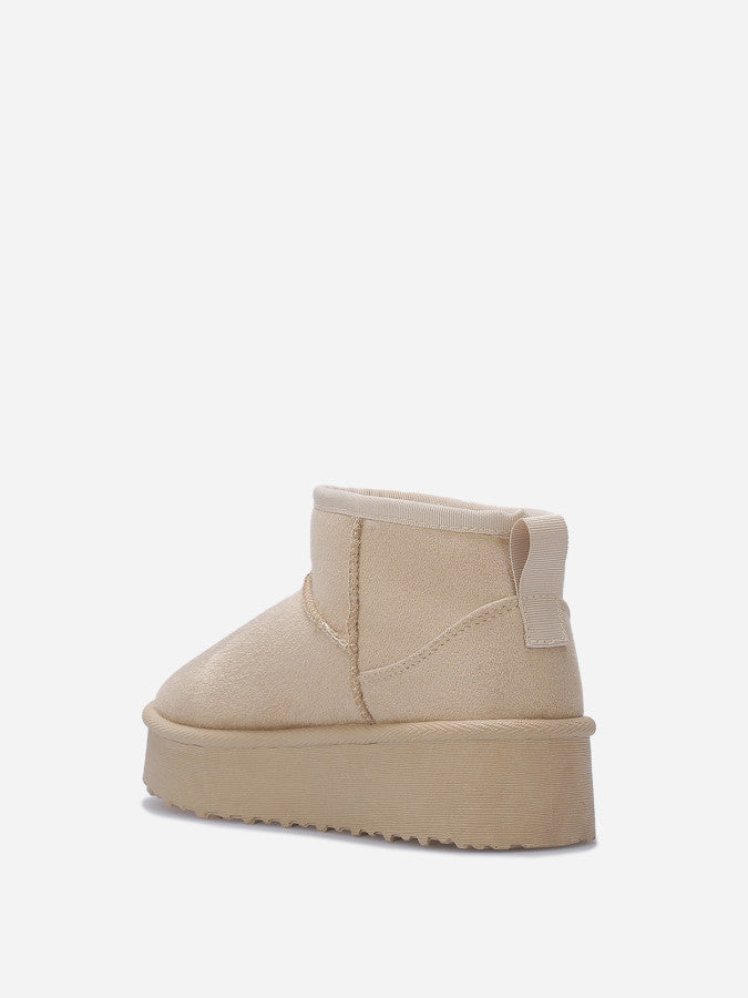 Boots fourrées à plateforme - Beige